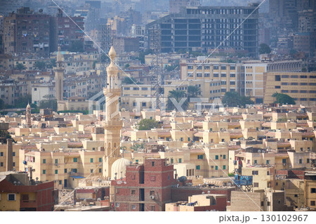 Minaret Rising Above the Urban Landscape of Cairo, Egypt 130102967