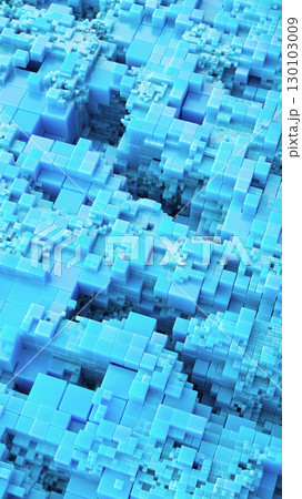 Abstract 3D Artwork of Geometric Light Blue Cubes in Perspective 130103009