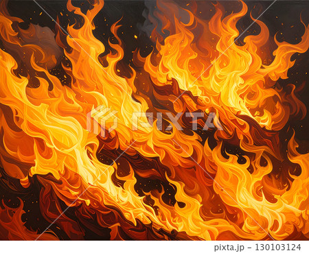 渦巻く炎と舞い上がる火の粉 130103124