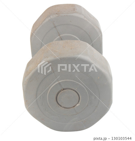 Gray 10 kg Dumbbell Isolated on White Background 130103544