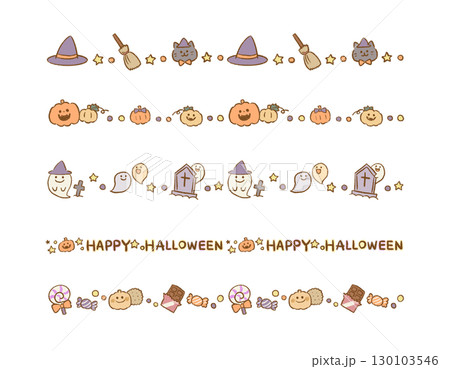 ハロウィンかわいい手描き風のラインセット / Cute Halloween Line Set ハロウィンかわいい手描き風のラインセット / Cute Halloween Line Set 130103546