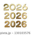 Set of golden 2026 numbers in shiny foil texture. Perfect for New Year designs, greeting cards, posters, and elegant festive branding. Vector 130103576
