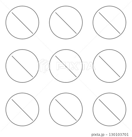 細くてシンプルな禁止マークのセット　黒 130103701