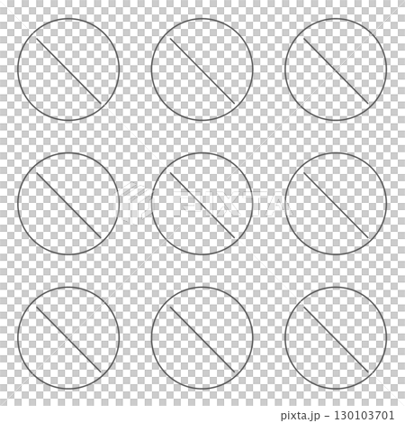 細くてシンプルな禁止マークのセット　黒 130103701