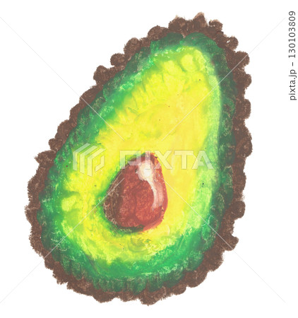 オイルパステルで描いたアボカドのイラスト 130103809