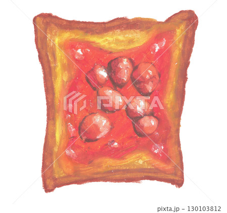 オイルパステルで描いたジャム食パンのイラスト オイルパステルで描いたジャム食パンのイラスト 130103812