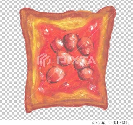 オイルパステルで描いたジャム食パンのイラスト オイルパステルで描いたジャム食パンのイラスト 130103812