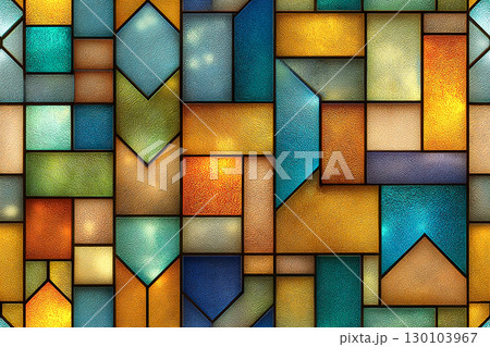 Structural strength. Seamless texture of colorful stained glass. 130103967
