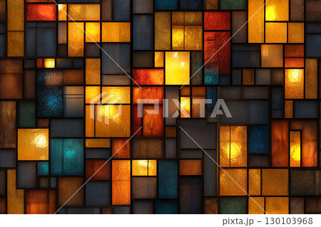 Sustainable construction focus. Seamless texture of colorful stained glass. 130103968