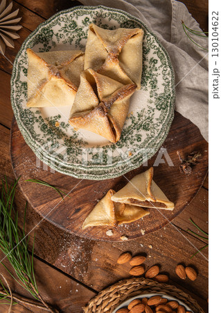 Traditional portuguese conventual sweet called Pitos de Santa Luzia from Vila Real, Portugal. 130104622