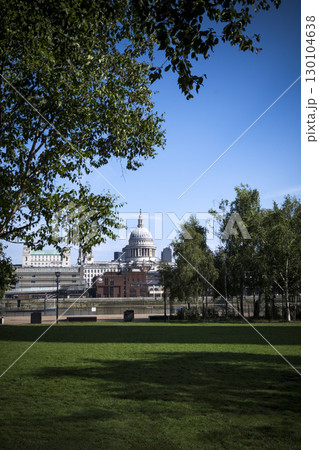 St Paul's cathedral seen between greenery from the South Bank St Paul's cathedral seen between greenery from the South Bank 130104638