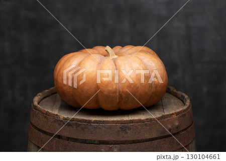 Muscade de Provence Pumpkin on Wooden Barrel 130104661
