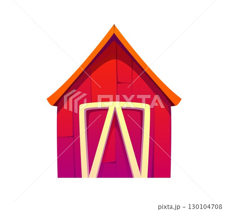 Cartoon letter A as a red barn with a pitched roof and wooden plank texture. Vector playful Agriculture typeface, farm font, harvest type, funny English alphabet, agricultural or rural abc character Cartoon letter A as a red barn with a pitched roof and wooden plank texture. Vector playful Agriculture typeface, farm font, harvest type, funny English alphabet, agricultural or rural abc character 130104708