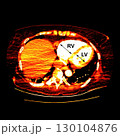 CT scan showing right ventricular strain in a patient with pulmonary embolism, highlighting right ventricular enlargement and flattening of the interventricular septum 130104876