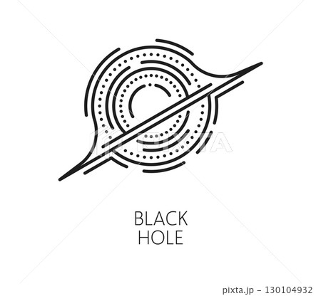 Line galaxy or space icon of black hole for astronomy and cosmos science, vector symbol. Black hole line icon of galaxy astronomical object in outer space of solar system for spacetime exploration 130104932