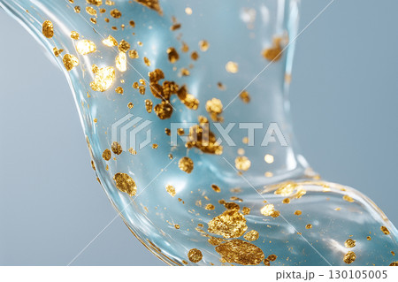 透明ジェルに輝く金箔を含んだ高級美容成分イメージ 130105005