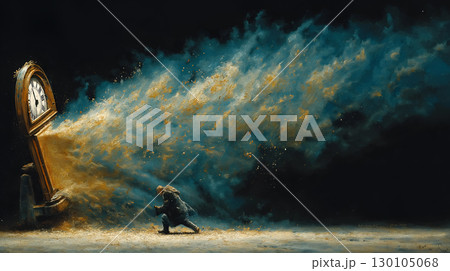 Times Fury Clock Disintegrating in Particle Storm 130105068