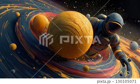 Orbit Drift Astronaut in Swirling Rings 130105071