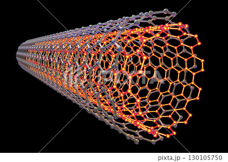Carbon nanotube, 3D illustration Carbon nanotube, 3D illustration 130105750