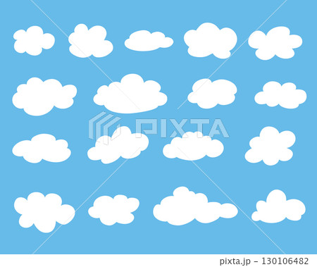 Clouds in blue sky cartoon seamless pattern. Vector illustration 130106482