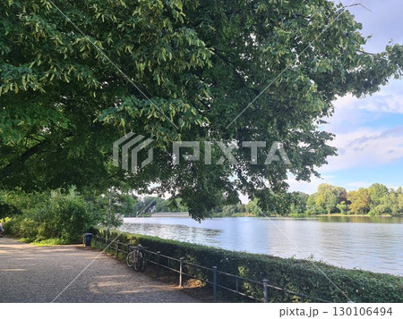 The river Spree in Treptower Park, Berlin, Germany. Treptower Park is a park alongside the river Spree in Alt-Treptow, in the district of Treptow-Kopenick, south of central Berlin The river Spree in Treptower Park, Berlin, Germany. Treptower Park is a park alongside the river Spree in Alt-Treptow, in the district of Treptow-Kopenick, south of central Berlin 130106494