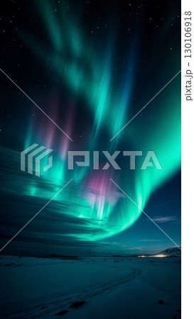 Aurora Borealis Time-lapse, Northern Lights, Celestial Dance. Great for astrophotography, travel, inspirational themes, vertical shot Aurora Borealis Time-lapse, Northern Lights, Celestial Dance. Great for astrophotography, travel, inspirational themes, vertical shot 130106918
