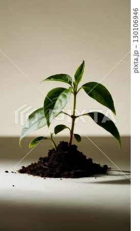 Plant Growth, Life Cycle, Organic Development. Perfect for botany, education, slow-living themes, vertical shot 130106946