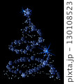 A stunning vector illustration features a christmas tree formed entirely by intricate snowflakes against a black backdrop. Sparkling stars enhance the festive feel, inviting holiday cheer 130108523