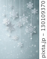 Hanging snowflakes with a soft snowy background. 130109370
