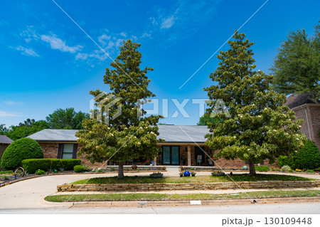 house in neighborhood. suburban house architecture. neighborhood architecture of house villa. residential house 130109448