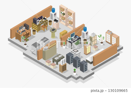 Isometric office room 130109665