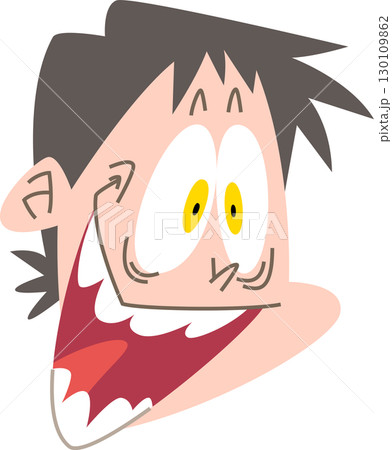大きく口を開けて目を見開いた男性アウトラインなし 130109862