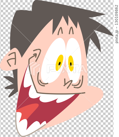 大きく口を開けて目を見開いた男性アウトラインなし 130109862