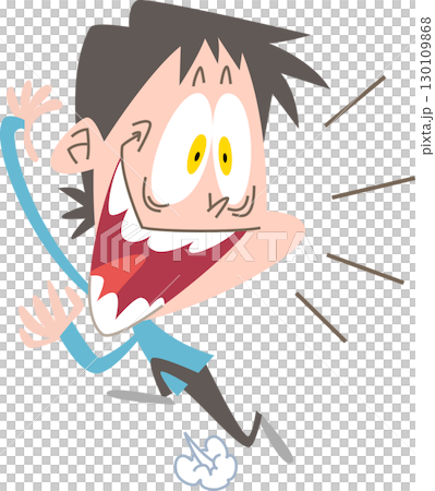 A man jumping with his mouth wide open (no outline) 130109868