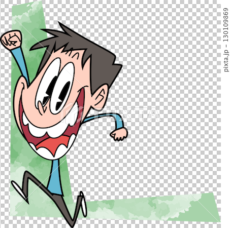 拳をあげて大きく口を開けた男性コピースペース 130109869