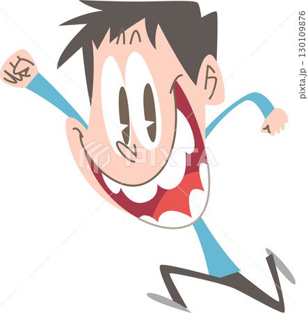 拳をあげて大きく口を開けた男性アウトラインなし 130109876