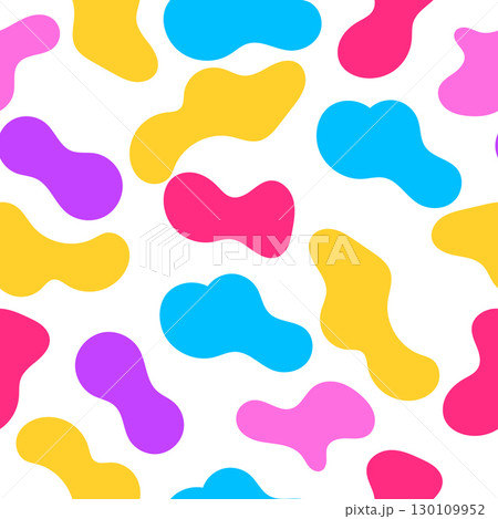 Seamless pattern with abstract multicolored spots on a white background, bright colors, simple children's vector illustration. Colorful print can be used for textile, fabric, wrapping, wallpaper Seamless pattern with abstract multicolored spots on a white background, bright colors, simple children's vector illustration. Colorful print can be used for textile, fabric, wrapping, wallpaper 130109952
