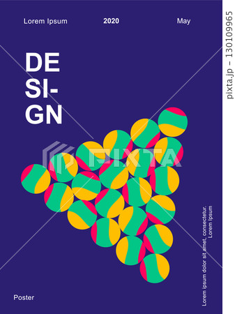 Bright fresh colors abstract pattern background cover design. A4 vertical orientation. Cover design template for presentation, brochure, catalog, poster, book, magazine, etc. 130109965