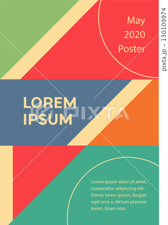 Vintage retro design vector cover. A4 vertical orientation front page mock up. Minimal style colorful geometric composition for book cover poster magazine presentation brochure. Vintage retro design vector cover. A4 vertical orientation front page mock up. Minimal style colorful geometric composition for book cover poster magazine presentation brochure. 130109974