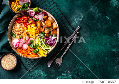 Vegan healthy poke bowl with tofu Vegan healthy poke bowl with tofu 130110337