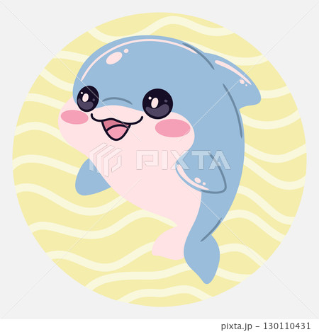 cute blue whale swimming in a yellow sea cute blue whale swimming in a yellow sea 130110431