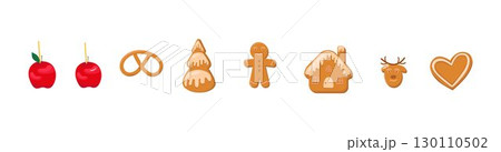 Christmas market food set. Vector stock illustration isolated on white background for design template menu, decoration winter market house, print paper, glass, ceramic cup. Christmas market food set. Vector stock illustration isolated on white background for design template menu, decoration winter market house, print paper, glass, ceramic cup. 130110502