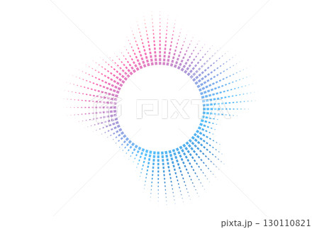 Neon rainbow radial wave design. Abstract vector illustration ideal for electronic music, sound visualizations, or tech backgrounds. Vector illustration. 130110821