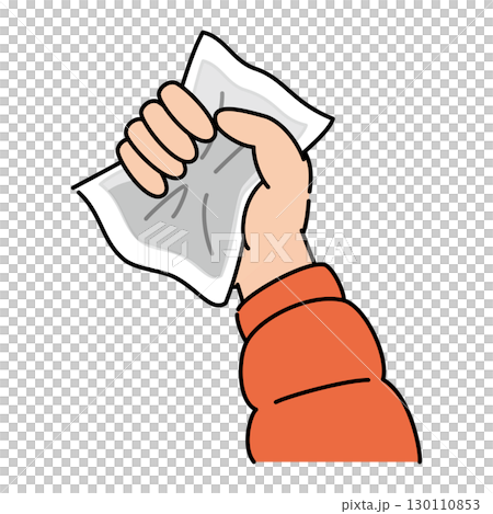 一隻手拿著一次性暖手寶的插圖 130110853