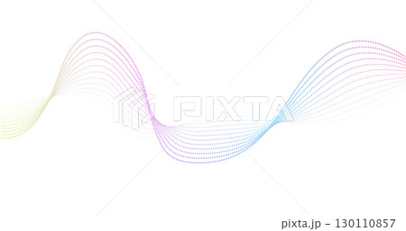 Futuristic geometric shapes neon halftone wavy dotted lines in abstract composition. Vector of gradient curved stripes. Modern design for equalizer, audio recording, digital art web banners. Futuristic geometric shapes neon halftone wavy dotted lines in abstract composition. Vector of gradient curved stripes. Modern design for equalizer, audio recording, digital art web banners. 130110857