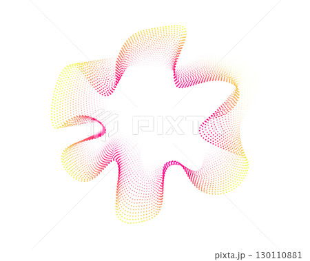 Set of multicolored neon sound dots wave vibrations. Sound lines, radial spectrum. Colorful template for music poster and banner. Vector radial spectrum. 130110881