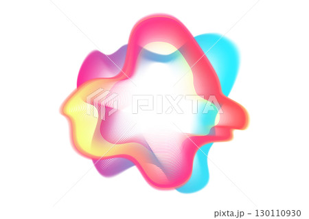 Neon gradient sound waves. Sound lines, radial spectrum. Colorful cover for a musical poster and album. Radial spectrum vector 130110930
