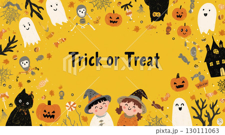 ハロウィン イラスト背景素材　ビジネス向け告知・イベントポスター用デザイン 130111063