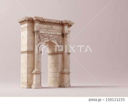 Stone archway with high pillars, clean background. Ideal for architectural, decoration, creative use. 130111235