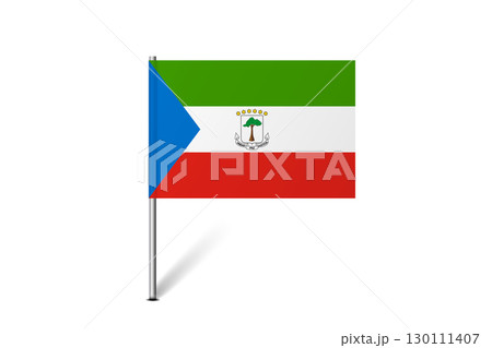 Equatorial Guinea flag - map pin flag representing a country cultural identity and heritage. The essence of national pride and unity. Map pin flag stuck in a white background 130111407